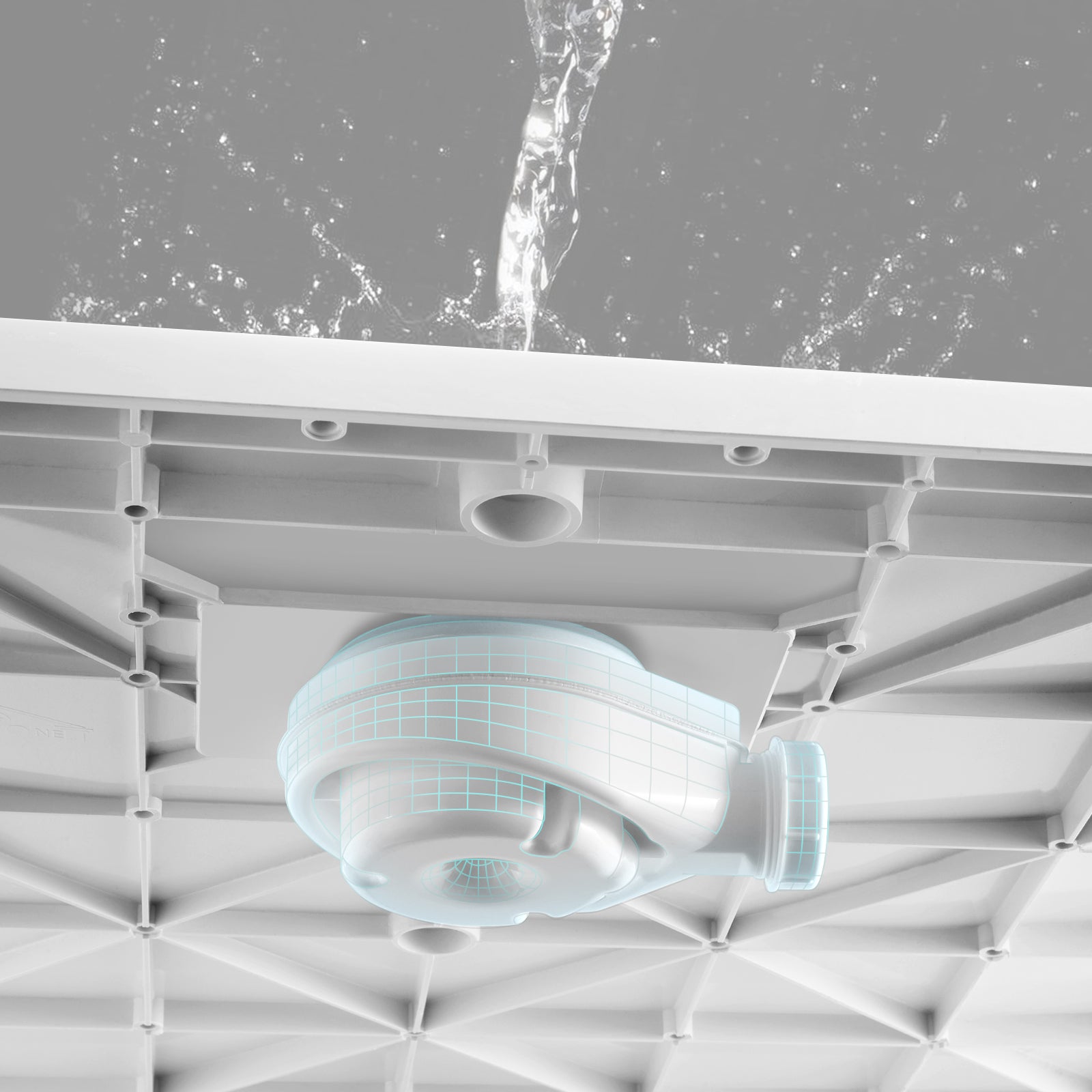 Heilmetz Receveur de Douche 90x90 cm Blanc Carré Ultra Plat en Résine Effet Pierre Antidérapant, avec bonde - 7