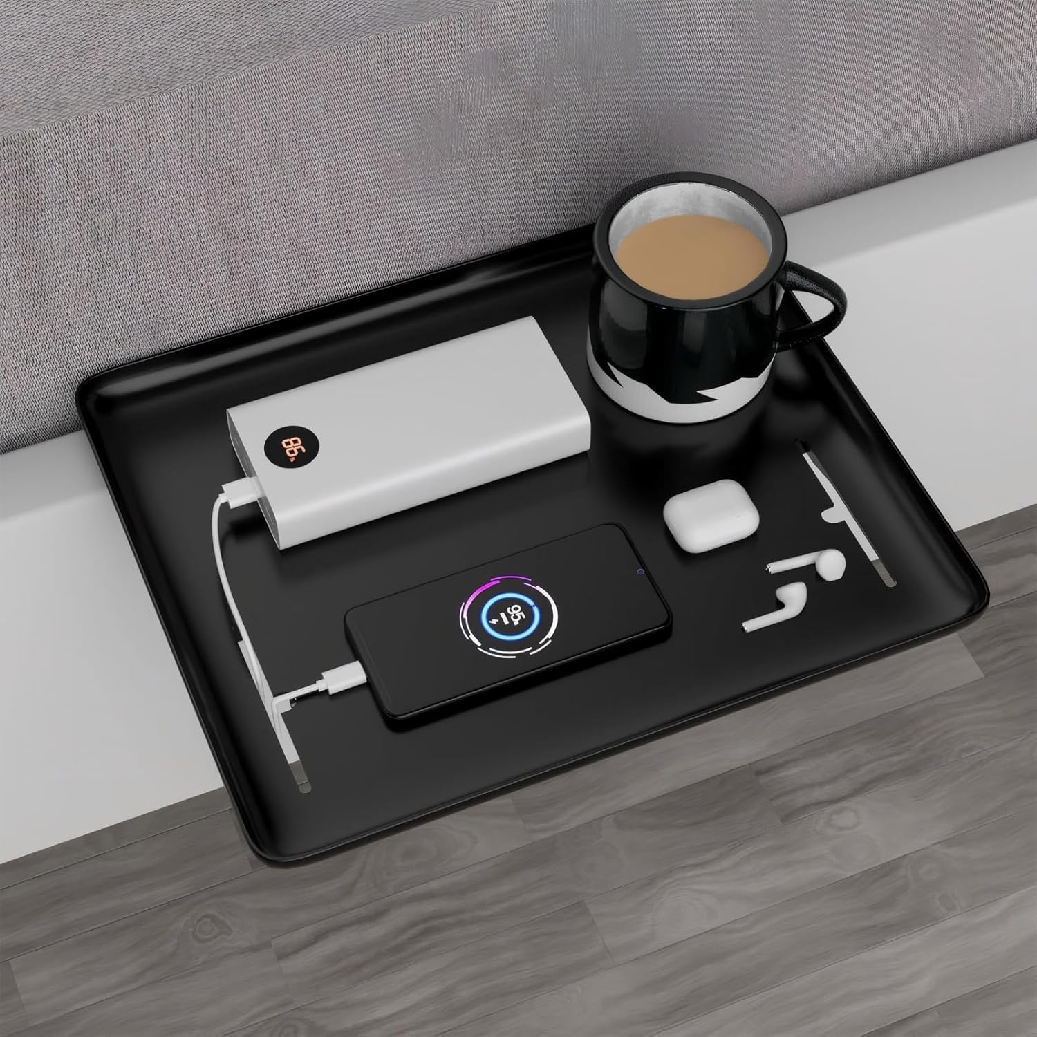 JNUYISW Mensola da Letto, Regolabile Comodino da Appendere in Legno per Letto a Castello, Letto Superiore Comodino con Clip Scaffale Organizer per Riporre Telefono, Libri, Tazza 30x20cm