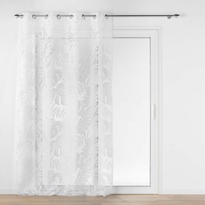 Voilage Oeillets Douceur D'Intérieur 140x240cm - Etamine Crash Blanc - Semi-Transparent