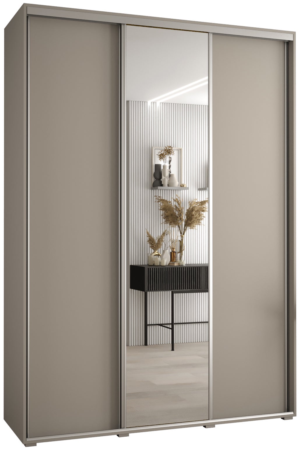 Szafa przesuwna z lustrem wysoka Dakota 3 170 x 45 x 235,2 cm kaszmir + u. Srebrny - Abiks Meble