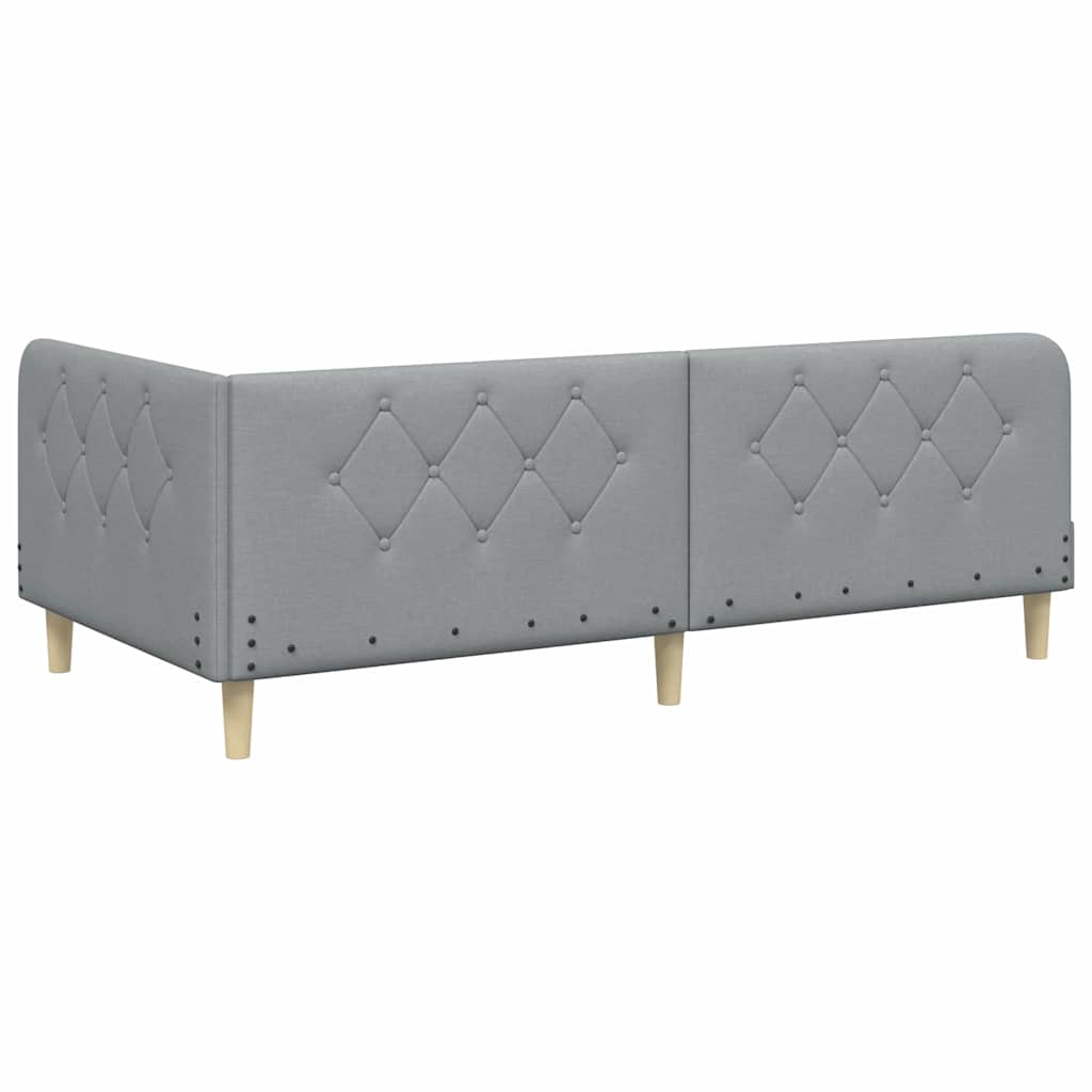 Cadre de lit d’angle gris clair 90 x 190 cm en tissu - 9