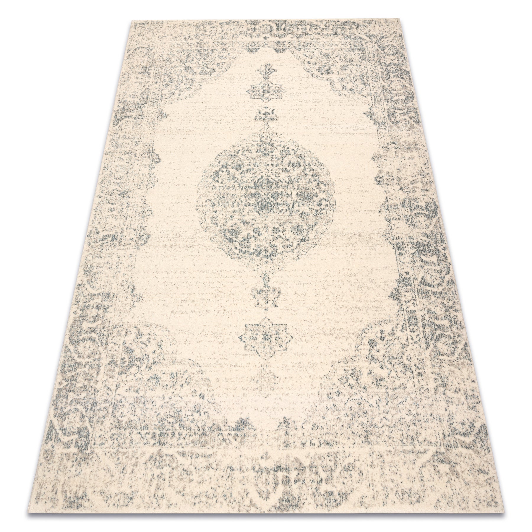 Dywan ABBY 486.24.LA100 wełniany OSTA - Ornament, ramka klasyczny beż / niebieski 120x170 cm