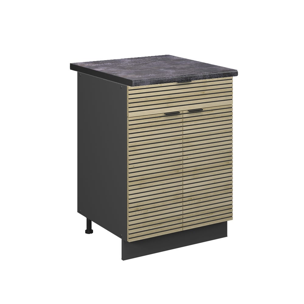 Vicco Szafka dolna do kuchni Fame-Line, Panel dębowy, 60 cm z szufladą, BP Antracyt