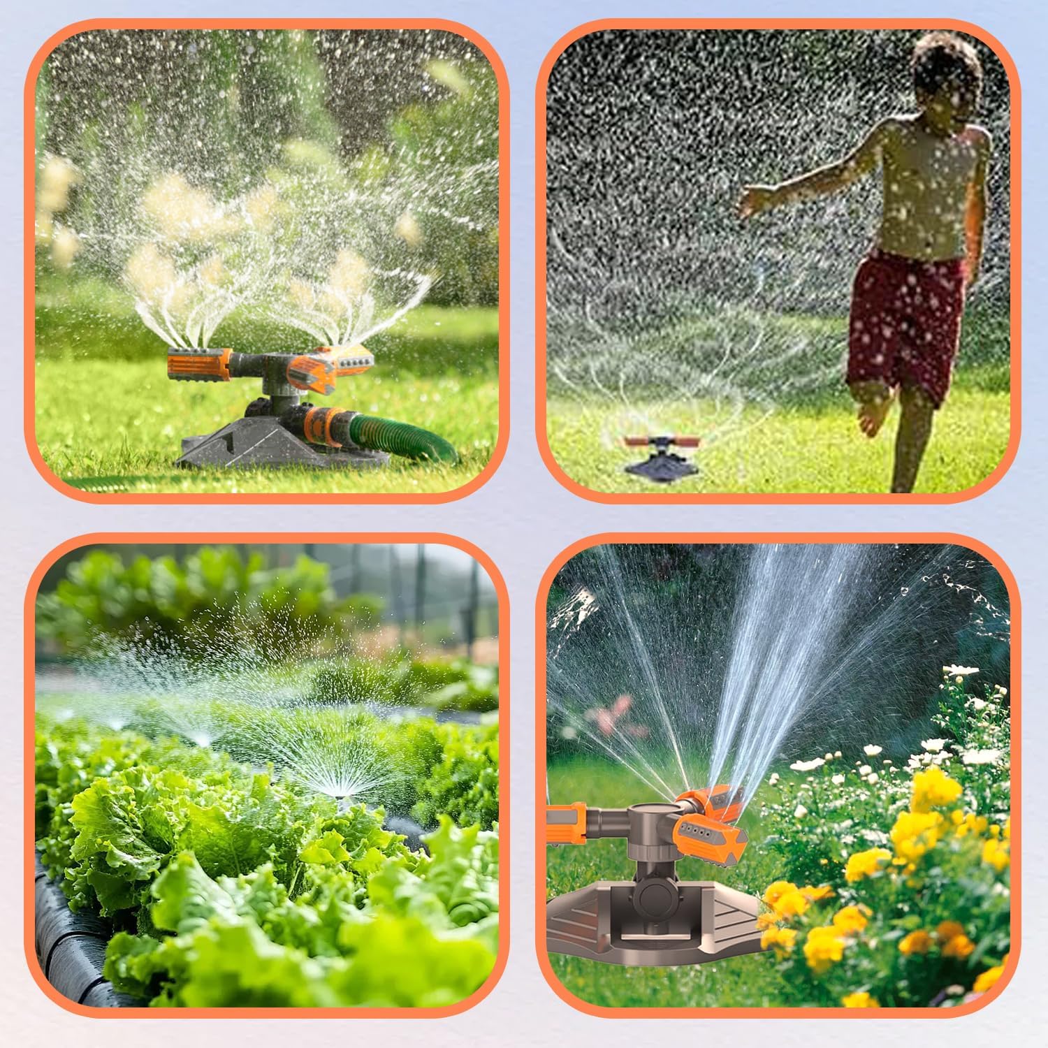3 bras arroseur automatique - Rotatif réglable pour jardin - Pulvérisateur pelouse eau - Idéal irrigation gazon, massifs, potager - 6