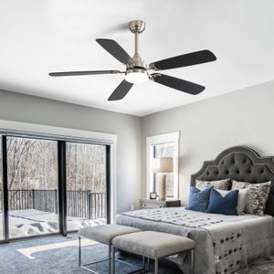 Ventilatore da soffitto GBLY con luce dimmerabile - Plafoniera LED silenziosa da 70 cm con telecomando, moderna, bianca, 23 W, con timer estate /inverno a 6 velocità