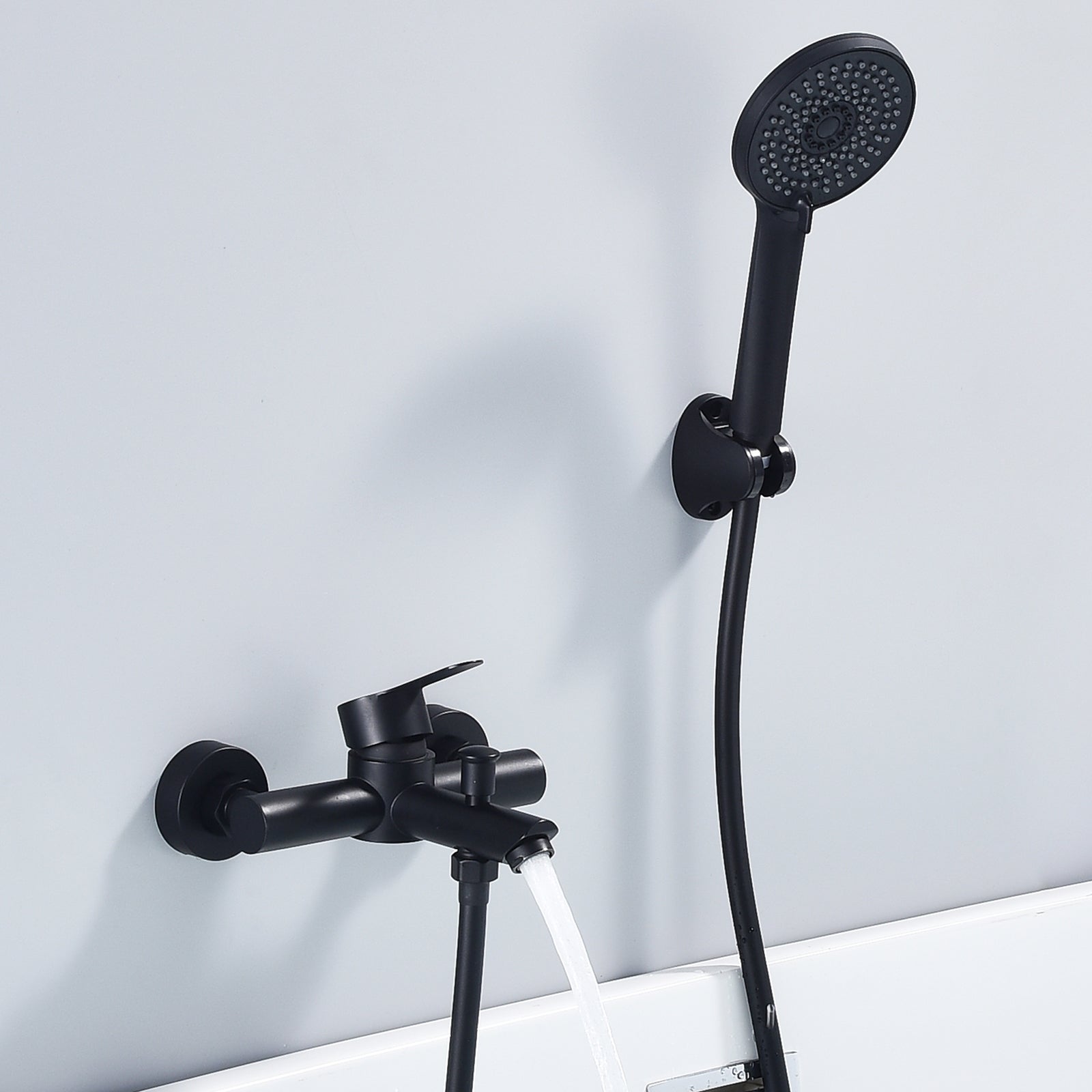 Bateria Wannowa z Prysznicem Ręcznym, Zestaw Baterii do Wanny, Czarna Bateria Wannowa, Słuchawka Prysznicowa z Regulowanym Kątem do Łazienki