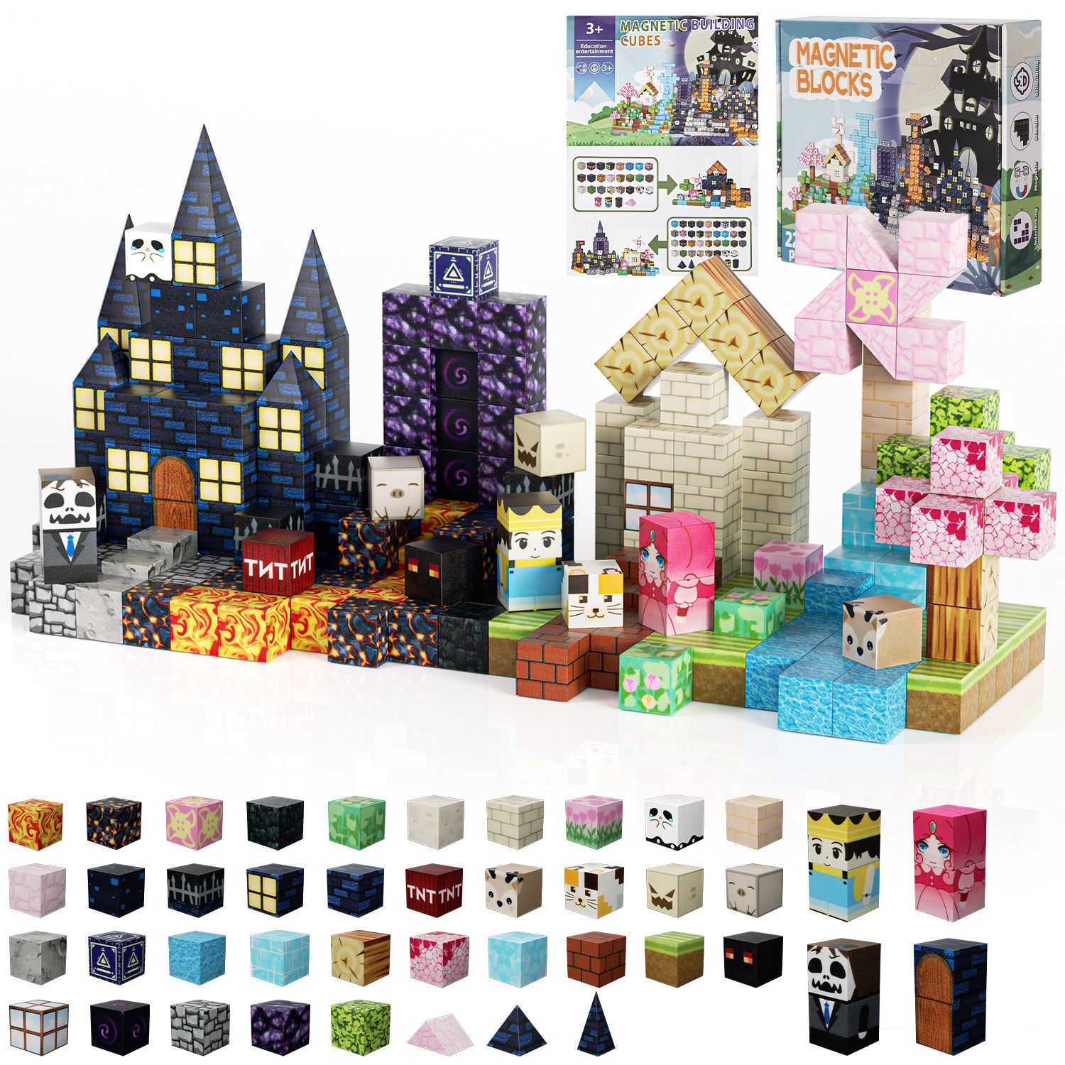 Jeux de construction magnétique pour enfants 52pcs - jouets magnétiques éducatifs 3D, cadeaux