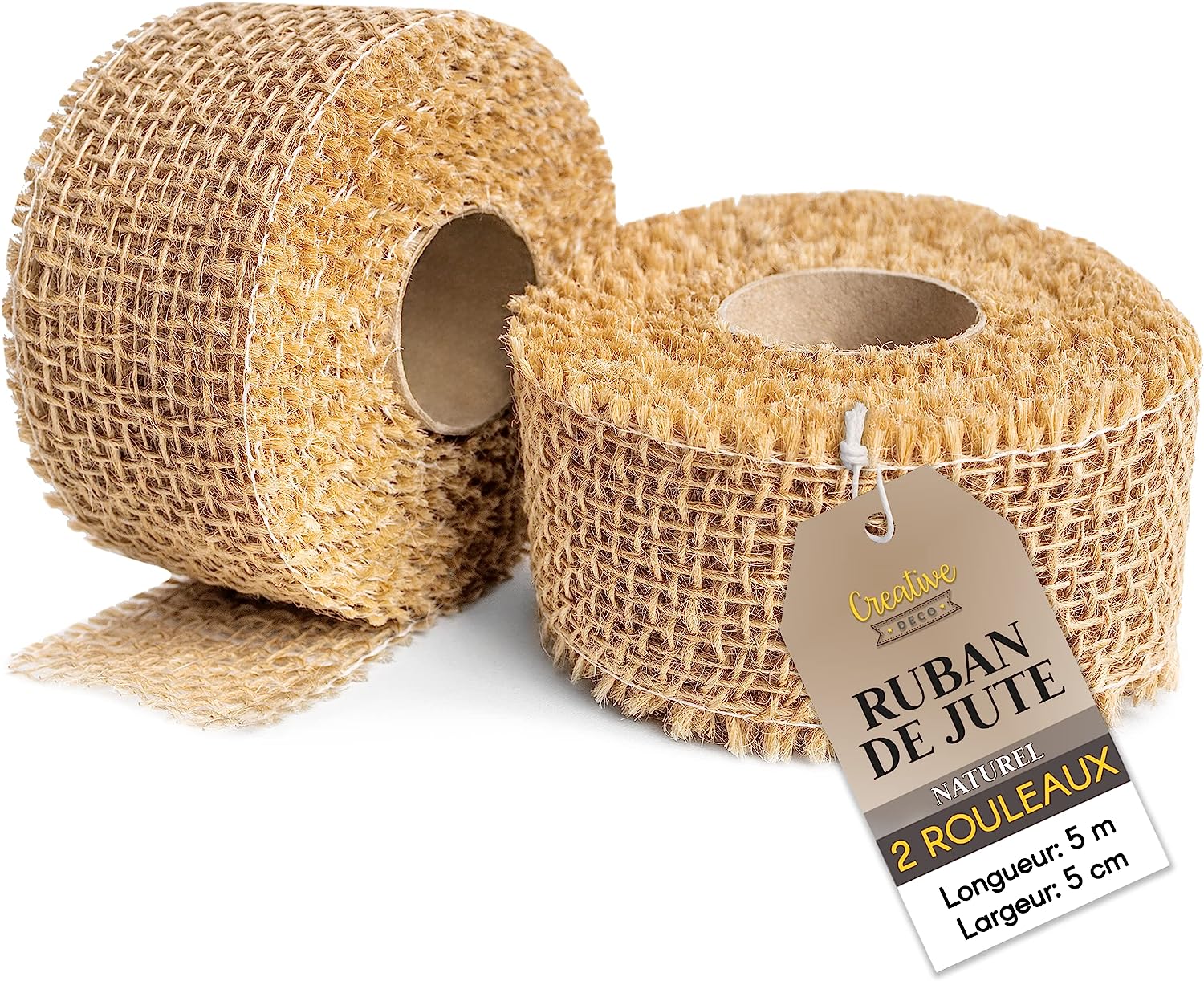skytowards 1 Rotolo Juta Nastro Naturale 10M*5CM Juta Rotolo Nastro di Iuta Vintage Tessuto di Tela di Iuta per Decorazioni Natalizie e Matrimonio e Confezioni Regalo