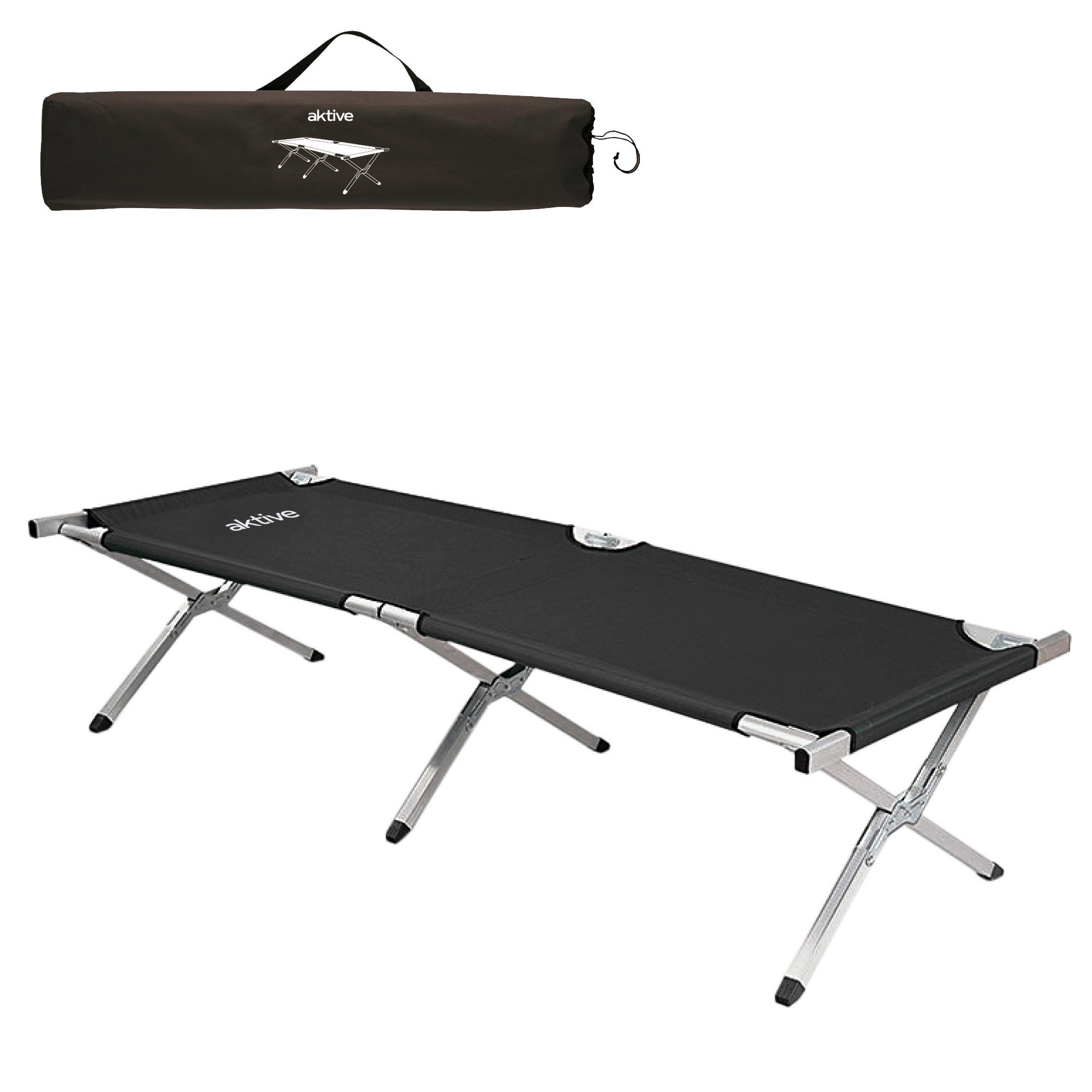 Cama plegable camping negro aktive