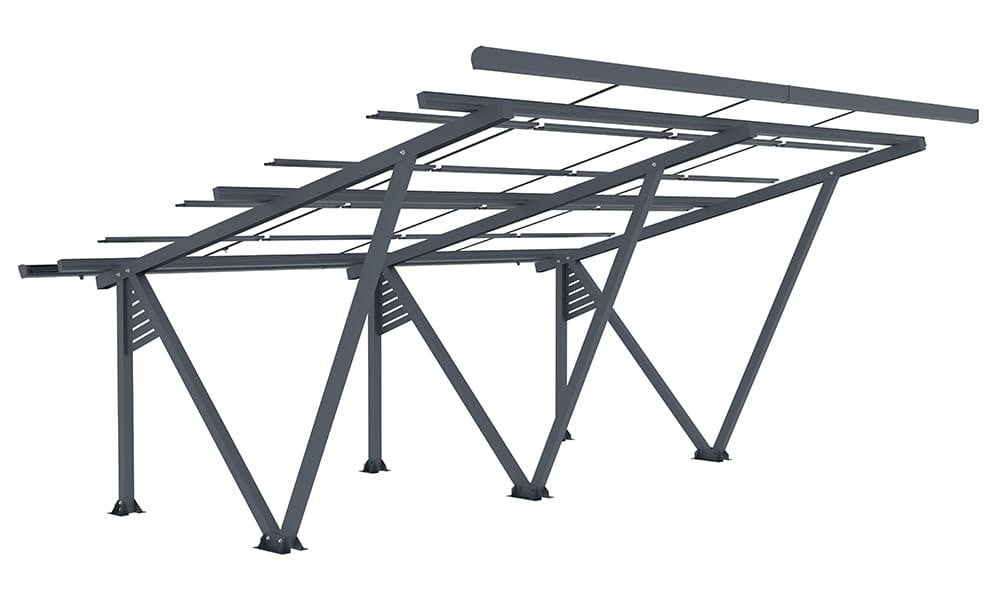 Carport aluminium TOUSCHALETS SUNLIT pour 20 panneaux solaires - 41,11m² - 3