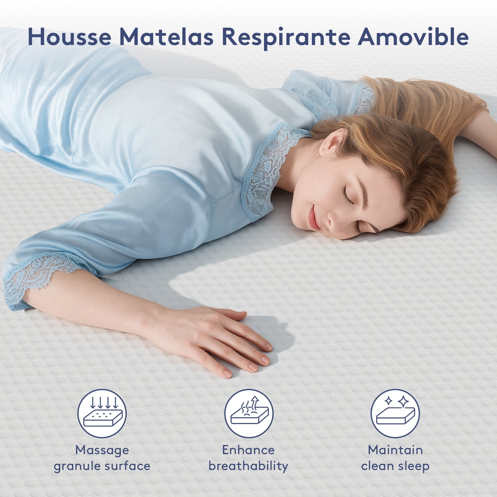 STANEW Matelas en mousse à mémoire de forme, 160 x 200 cm, épaisseur 17 cm, avec housse amovible - 6