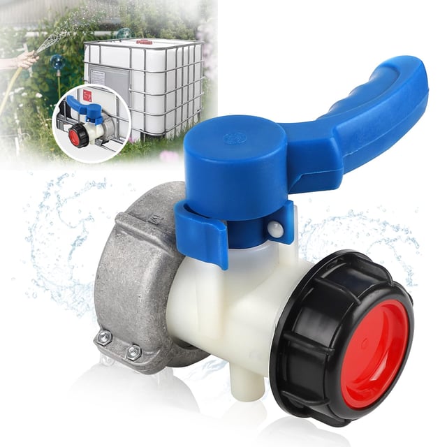 Adaptador universal IBC, adaptador para grifo de cierre IBC, grifo de drenaje, válvula de mariposa adaptadora, para depósito de agua de lluvia (75 mm)