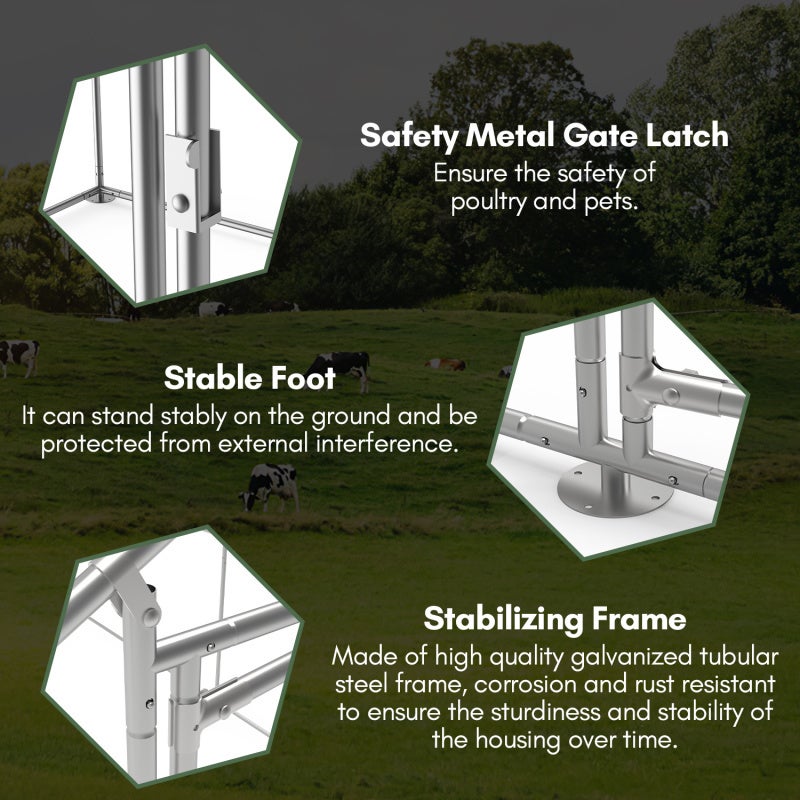 Galinheiro Galinheiro Aço galvanizado com rede com zona coberta com fechadura Galinheiro para pequenos animais 3 x 8 x 2 m 24m² - 6