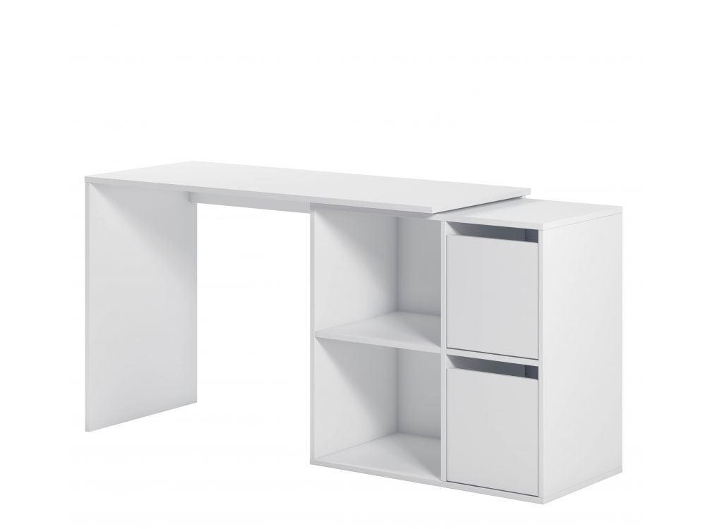 Bureau d'angle modulable SMART avec rangement L120cm - Blanc - 4