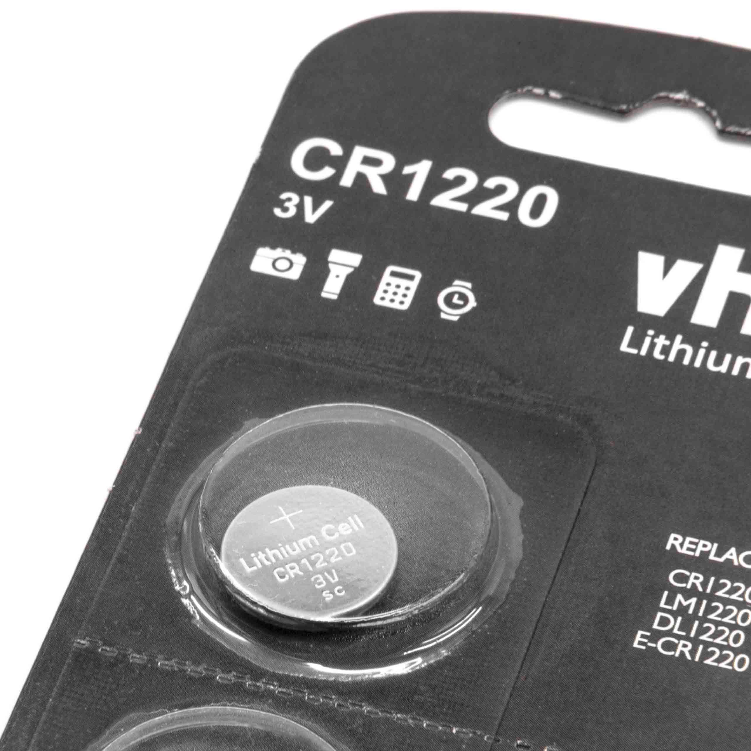 vhbw 5x piles boutons CR1220 3V au lithium compatible avec prothèses auditives, montres, clés de voiture, balances, etc - 4