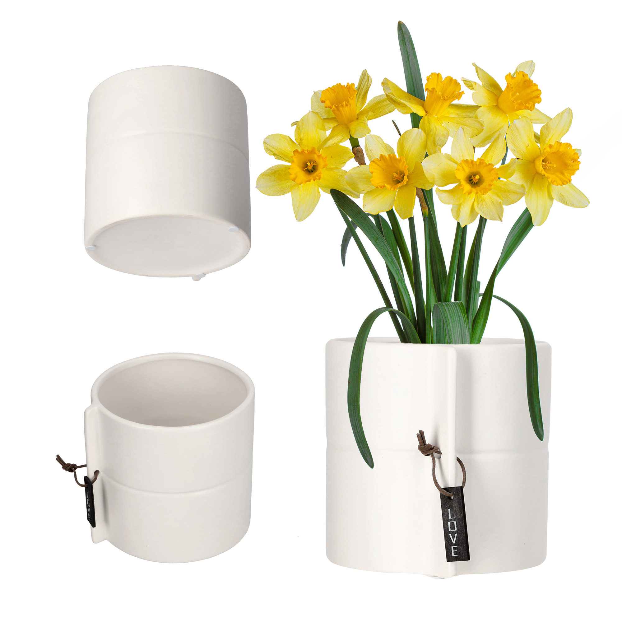 DONICZKA CERAMICZNA DONICA OSŁONKA BIAŁA NA KWIATY DONICZKĘ 13 cm OKRĄGŁA