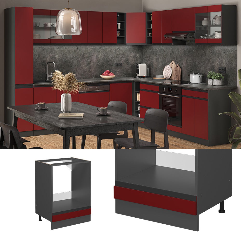 Mobile da cucina in vetro R-Line, Rovere artigianale, 80 cm, Vicco