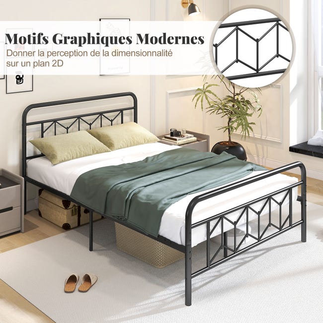 qimamo Telaio per letto matrimoniale alto 50 cm, piattaforma in metallo con spazio sottostante, doghe in acciaio robusto, silenzioso, facile da montare, senza bisogno di molle, nero qimamo Telaio per letto matrimoniale alto 50 cm, piattaforma in metallo con spazio sottostante, doghe in acciaio robusto, silenzioso, facile da montare, senza bisogno di molle, nero