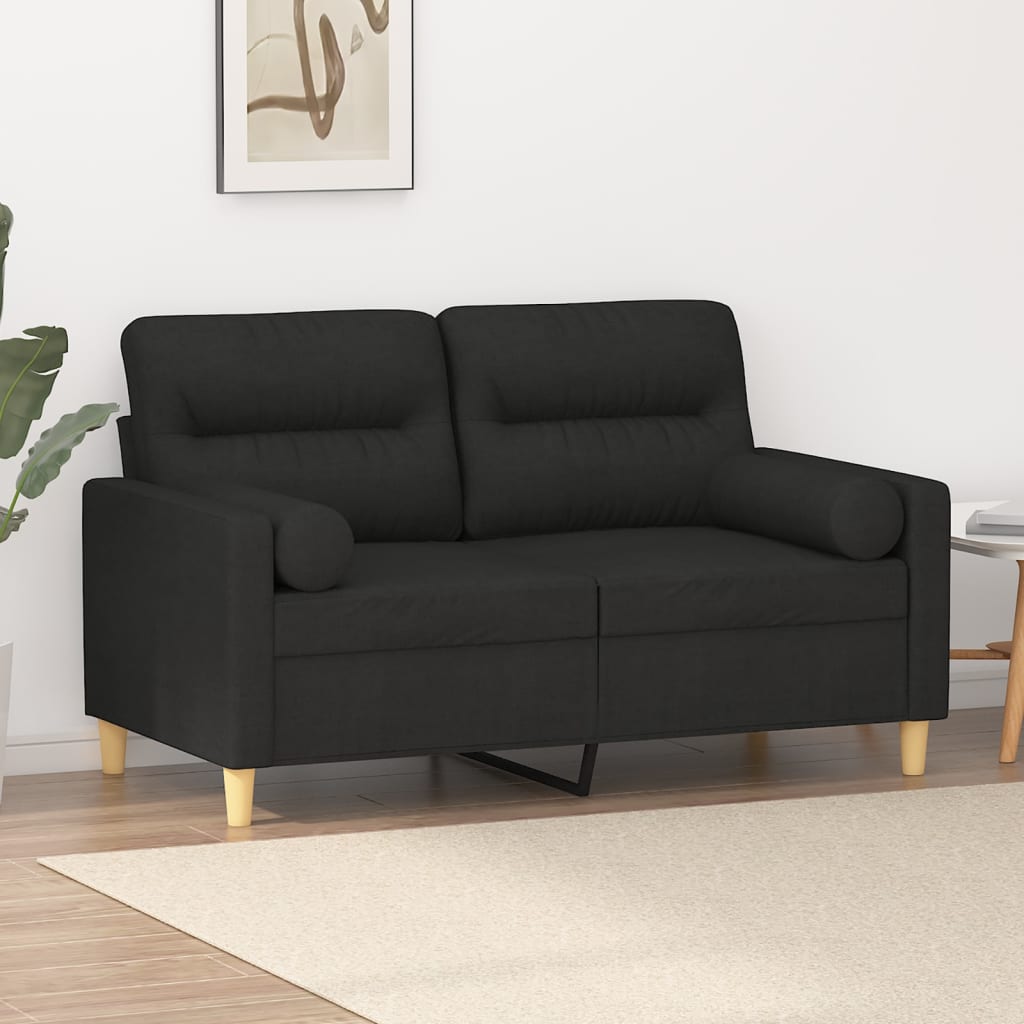 Maison exclusive - sofá de 2 plazas con cojines tela negro 120 cm