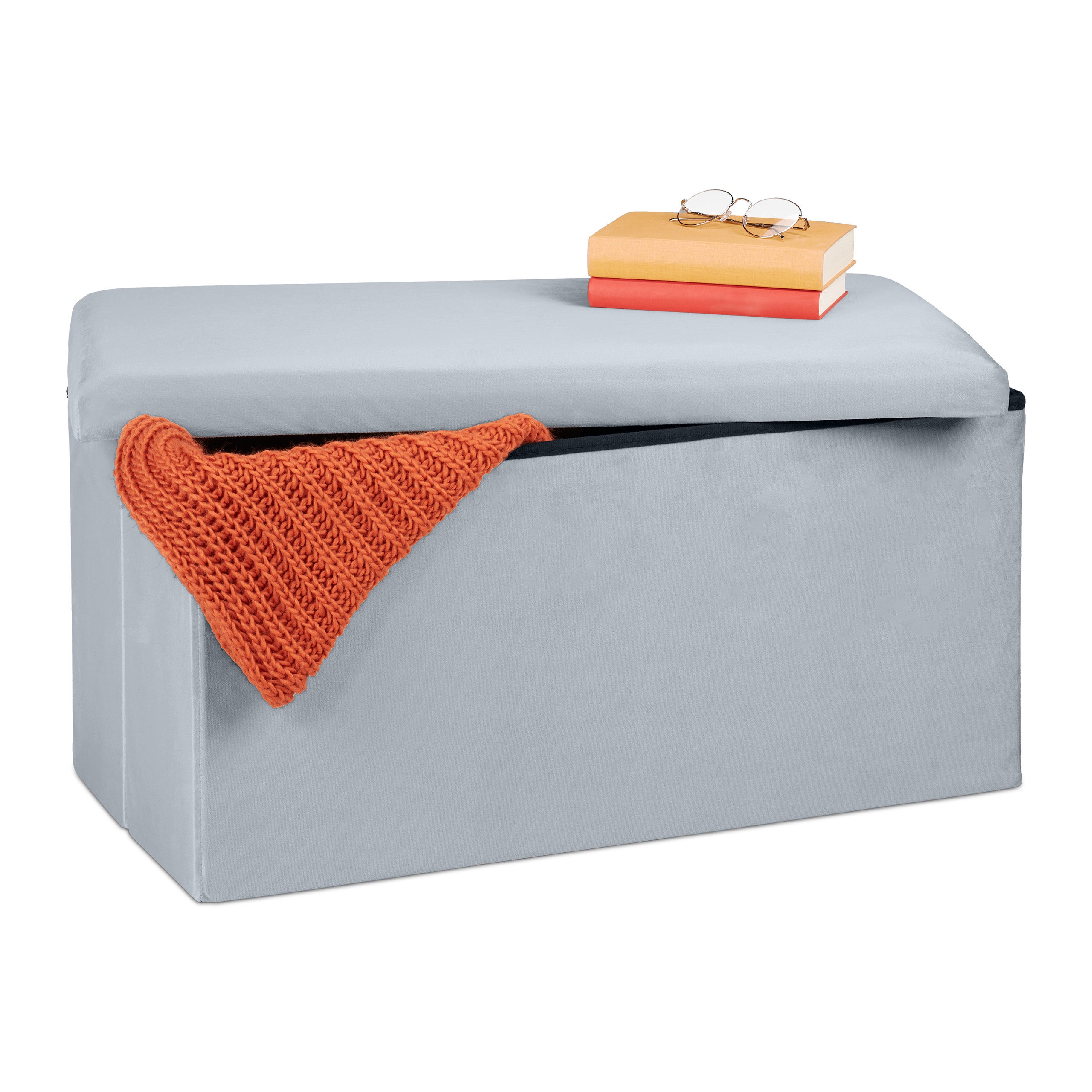 Relaxdays Banquette de Rangement 6 tiroirs, Assise Confortable, Banc Pliable, H x L x P : 39 x 76 x 38 cm, crème