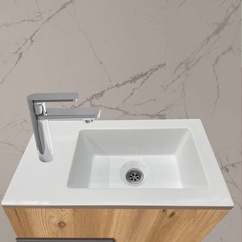 MUEBLE DE BAÑO BRIC 40 CM. ROBLE GOLD LAMINADO CON TIRADOR, LAVABO Y ESPEJO - 3