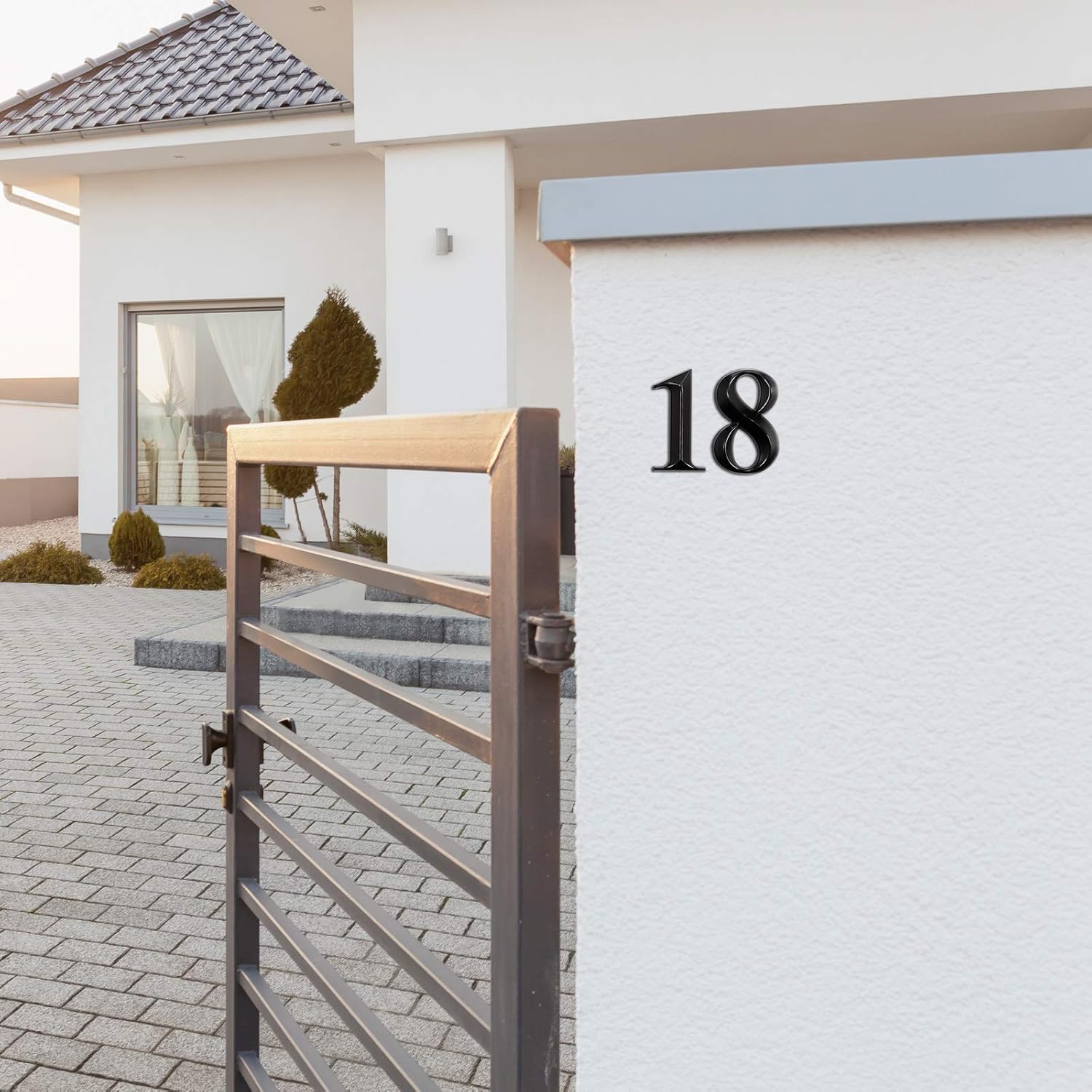 Etiqueta autoadhesiva 3D con número de casa, letrero de buzón de calle para oficina en casa (Nero, 0) - 6