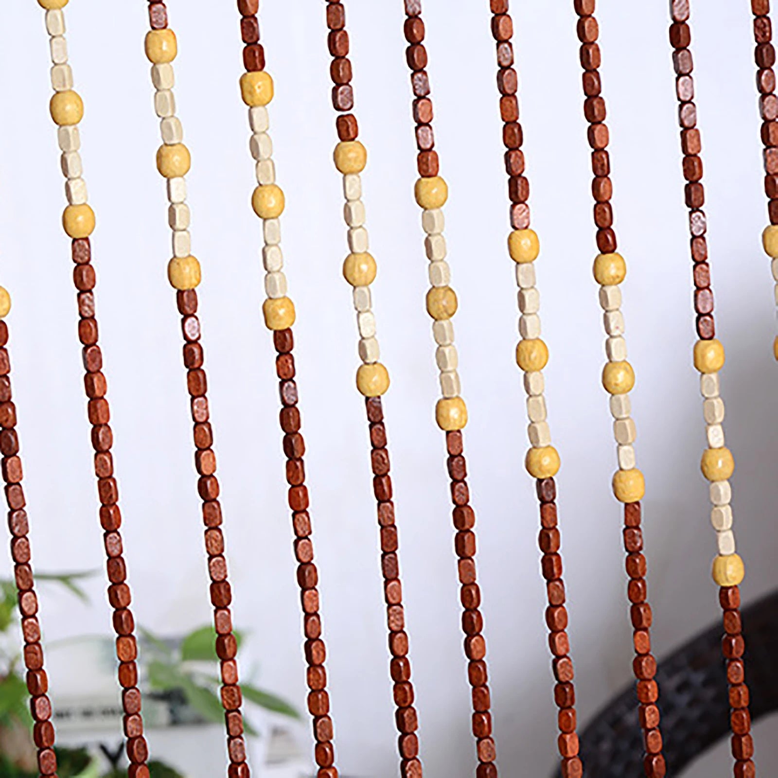 Decoration chambre Rideau de porte en bois avec 27 lignes de perles, écran anti-mouches pour le salon, rideau en bois pour porche, 90*175CM - 8