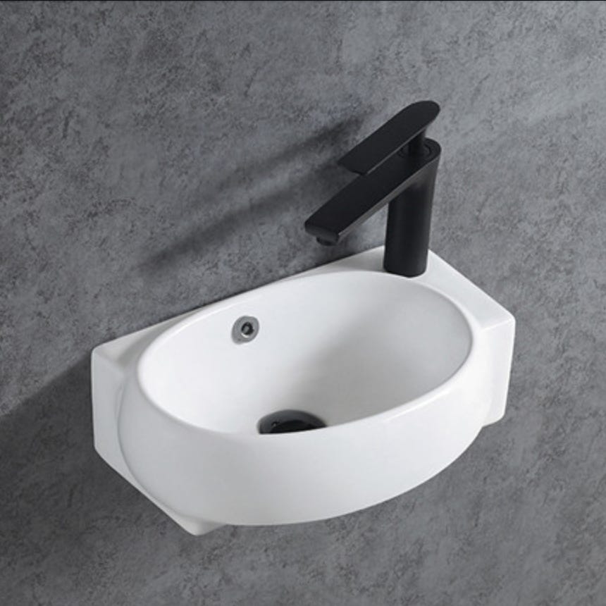 BERNSTEIN - Lavabo pequeño de cerámica KW198 - 42x28x15cm - blanco ...