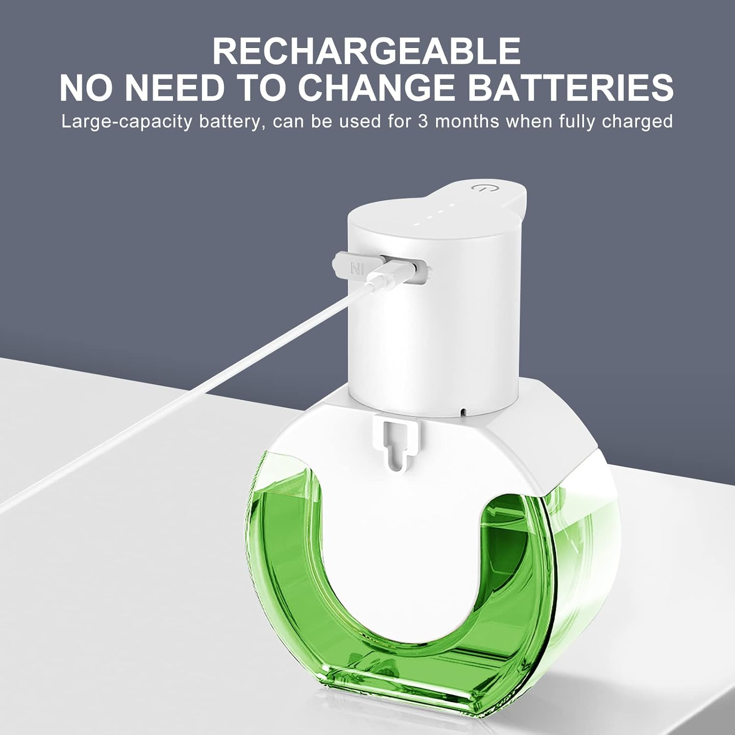 Distributeur Savon Automatique Liquide, Rechargeable par USB, Volume de Liquide Ajustable à 4 Niveaux, Distributeur Savon Électrique Mural - 4