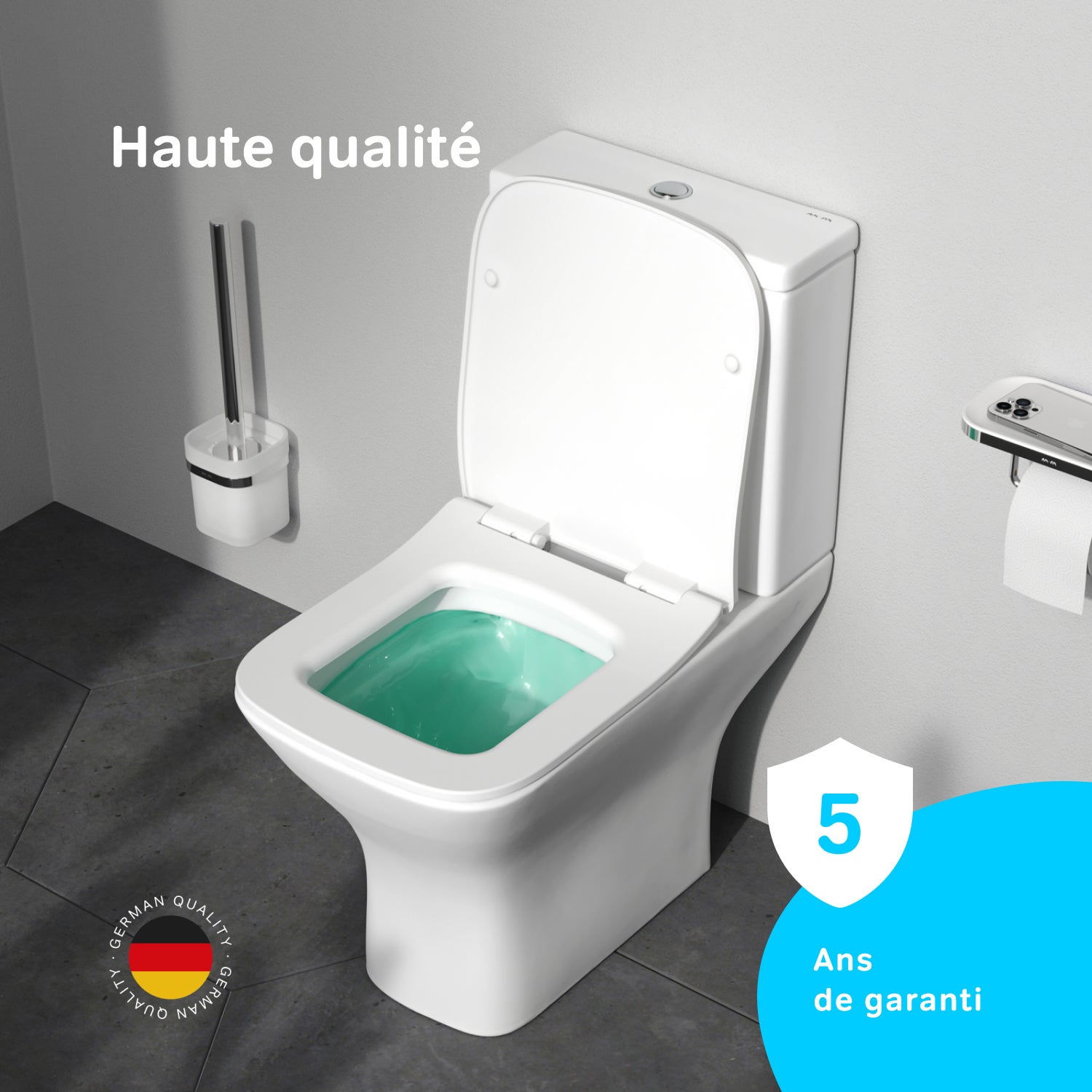 Pack WC à poser sortie horizontale sans bride, Gem, avec couvercle de siège Softclosing FlashClean CGA8601PSC Blanc AM.PM - 3
