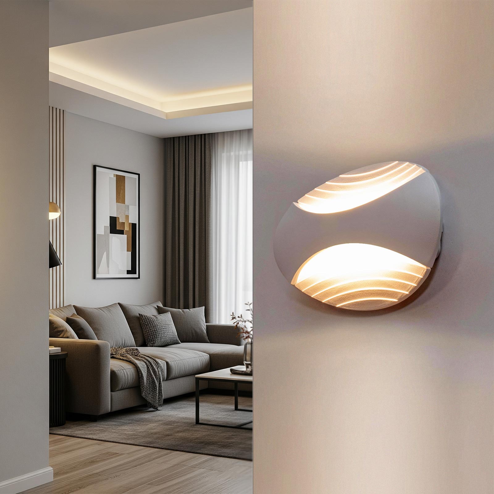 Applique LED Da Parete Moderna - 10W, Luce Calda 3000K, Bianco, Per Camera Da Letto, Soggiorno - Foto 5