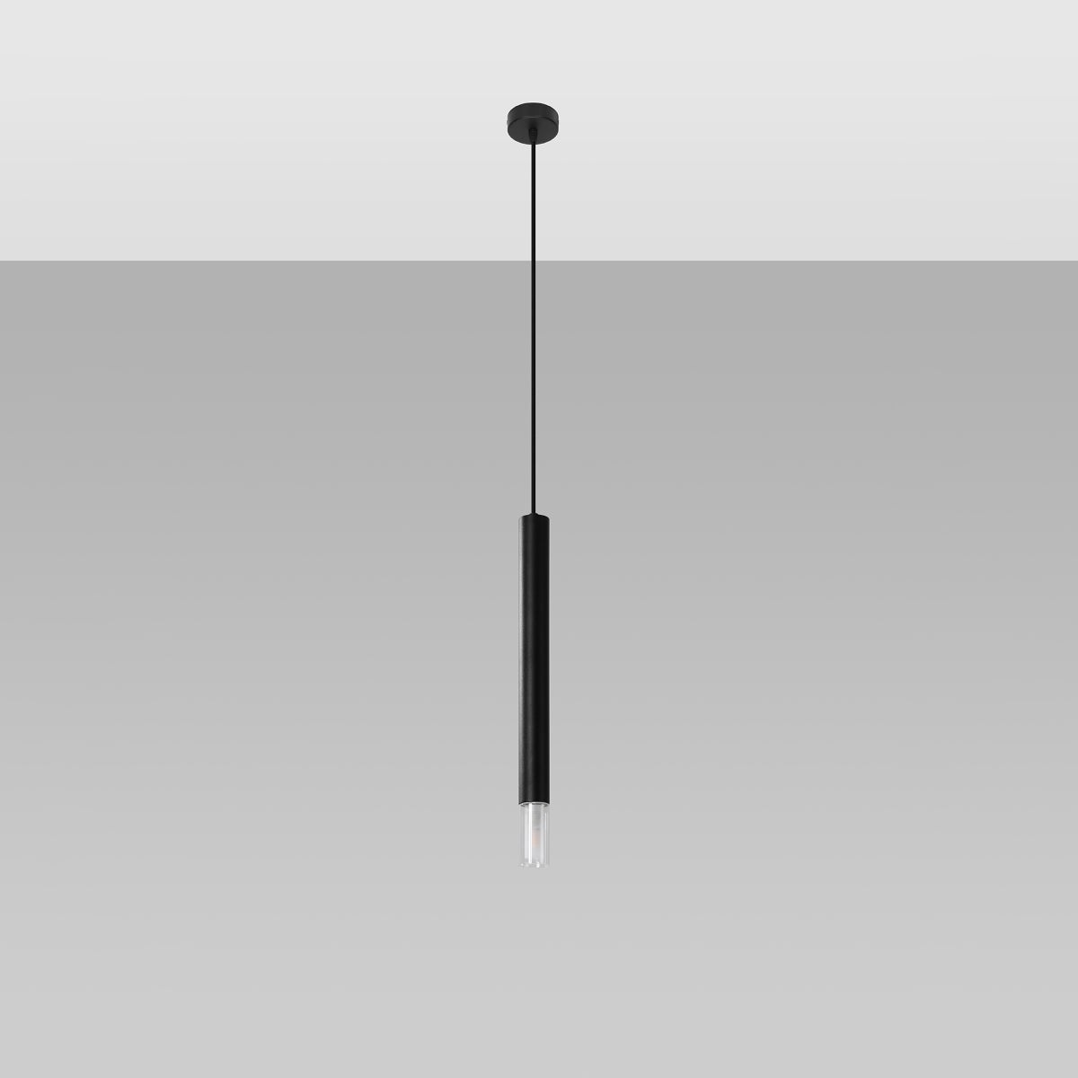 Lampa wisząca ECLIM 1 czarna LED 4000K - 8x8x120cm Sollux