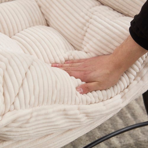 Nowoczesny fotel wypoczynkowy z podłokietnikami i boczną kieszenią, ergonomiczny wyściełany fotel do czytania z podnóżkiem - 7