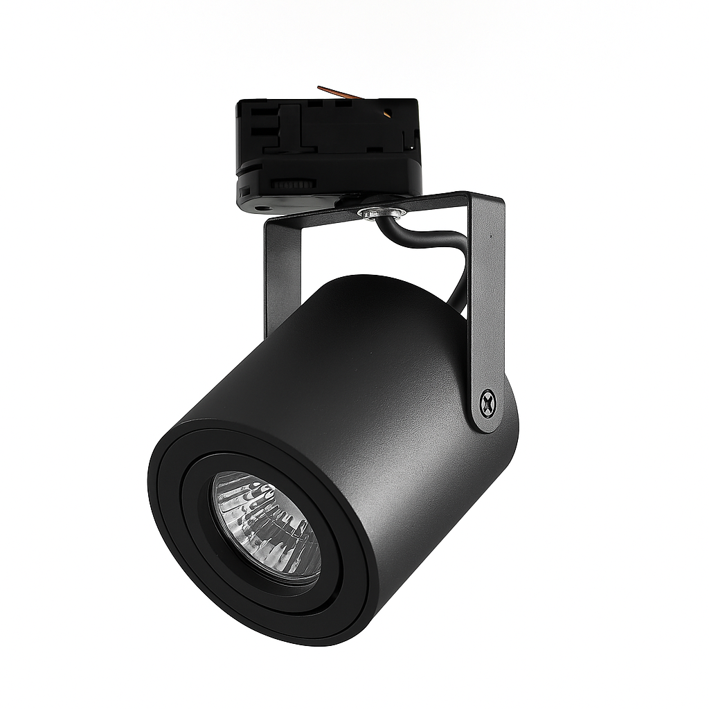 Reflektor szynowy GU10 LED 3-fazowy Abi IP20 fi 80mm oprawa na szynę regulowany czarny MasterLED