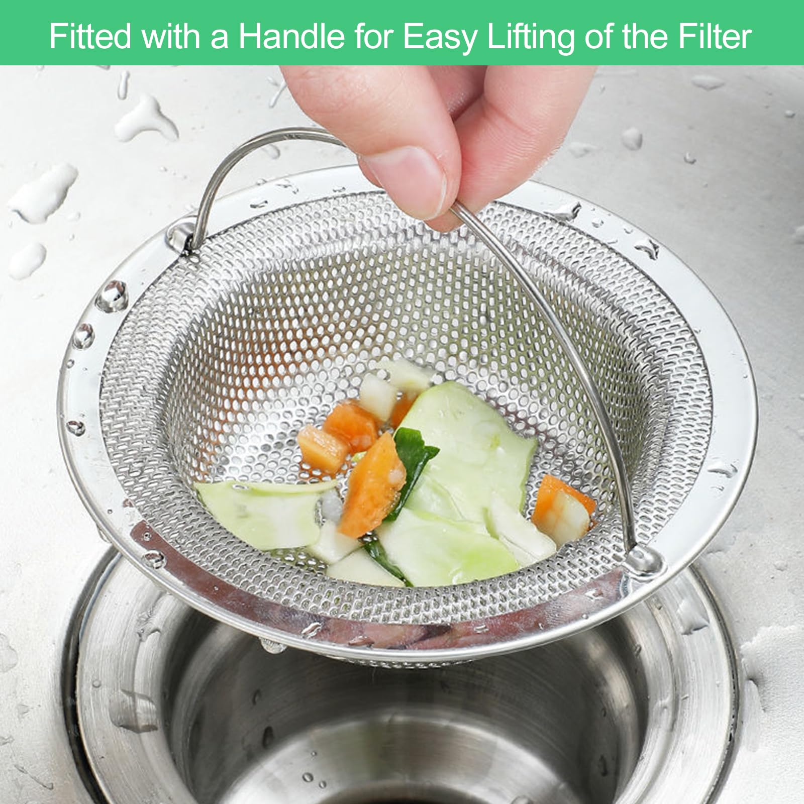 3 Pcs Bouchon Evier Cuisine, Filtre Cheveux Douche, Grille Evier Cuisine,Crépine d'Évier Lavabo, Filtre de Vidange, Tamis pour Évier de Cuisine - 4