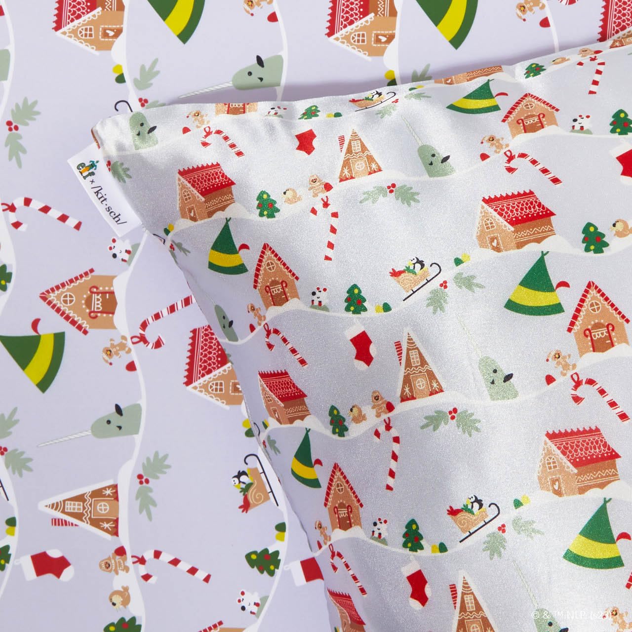 Elf x Kitsch Federa in raso, più morbida della seta, per capelli e pelle, federe in raso rinfrescante con cerniera, federa in raso, federe standard q - 2