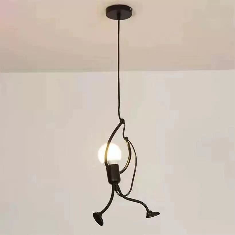 Nowoczesna lampa wisząca Kreatywny żelazny ludzie kreskówka projekt lampa wisząca dla dzieci sypialnia nocna salon strych (żarówki bez)