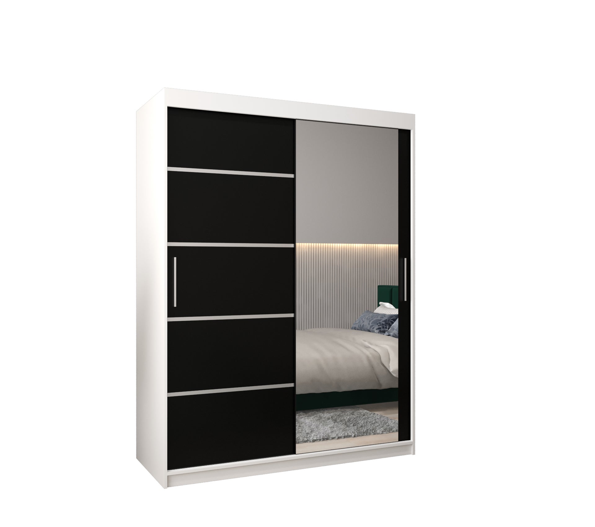 Szafa przesuwna garderoba Verona 2 150 x 62 x 200 cm Biały + Czarny - Abiks Meble