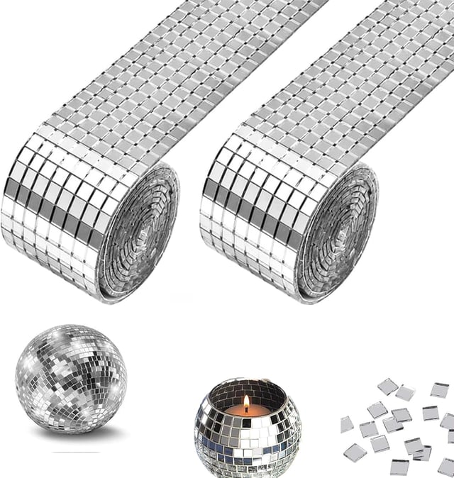 2 Pièces Mini Carreaux Mosaïque Carrés Verre, Carrelage Miroir Mosaïque Carré, Autocollant Mosaique Verre, pour Salle de Bain, l'hôtel (Argent)