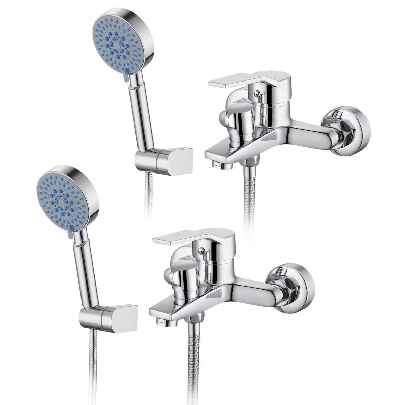 LOVHAUS Zestaw 2 Baterii Wannowych z Prysznicem Ręcznym, Mosiądz, 5 Funkcji, Montaż Powierzchniowy