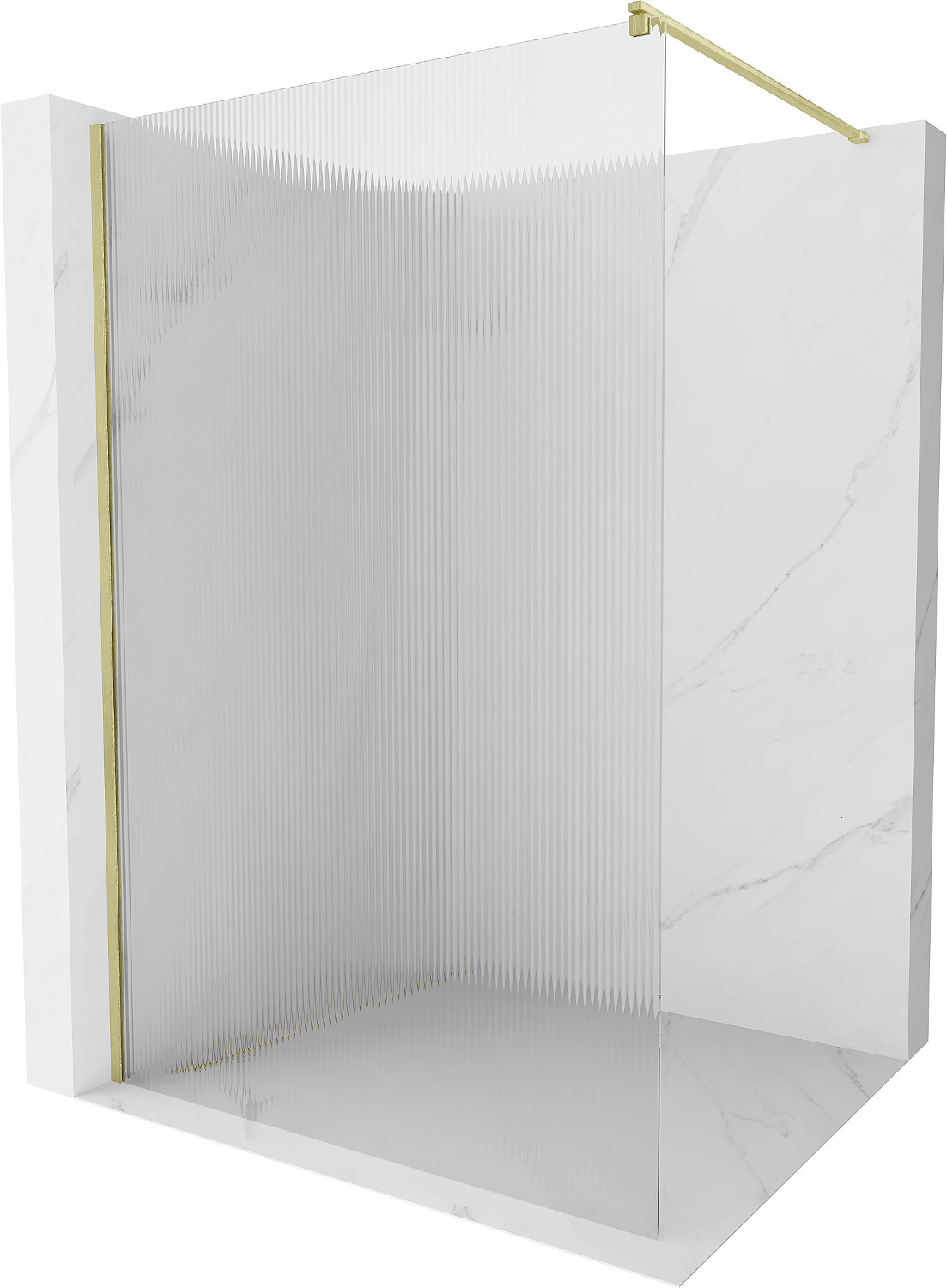 Mexen Kioto ścianka prysznicowa Walk-in 140 x 200 cm, prążki 8 mm, złota szczotkowana - 800-140-101-55-09