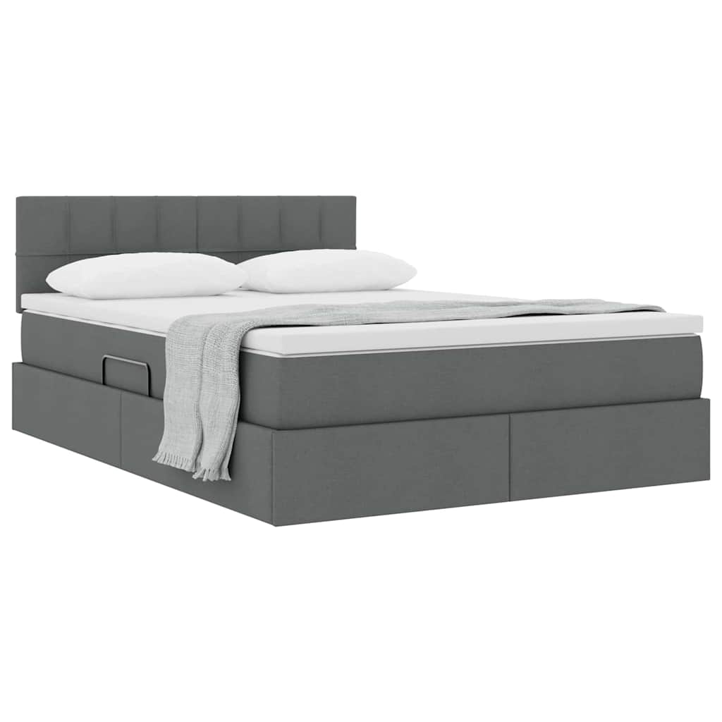Lit avec rangement et matelas gris foncé 140 x 190 cm velours - 3
