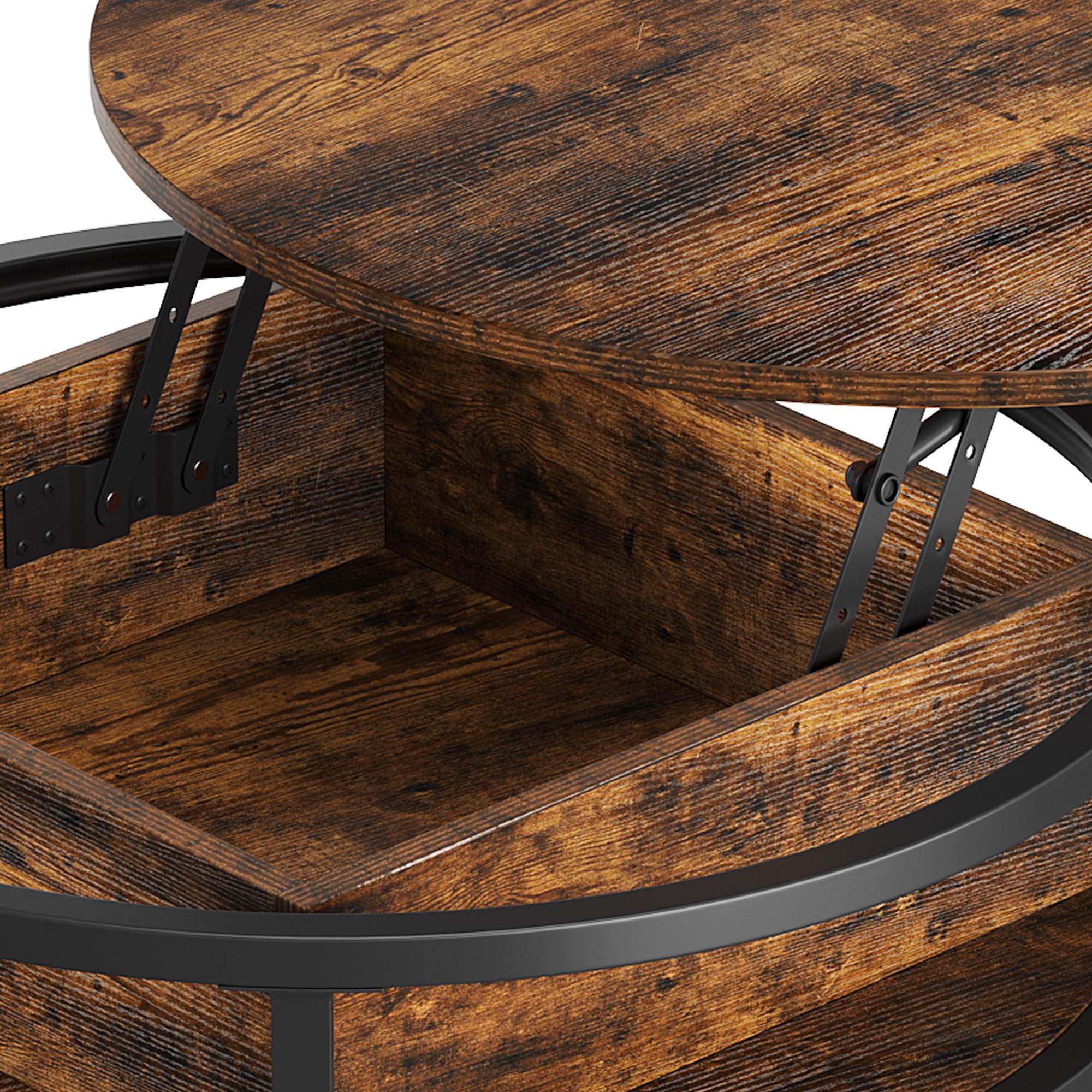 Balconera Table Basse Plateau Relevable-60x60x47cm-Marron - 8