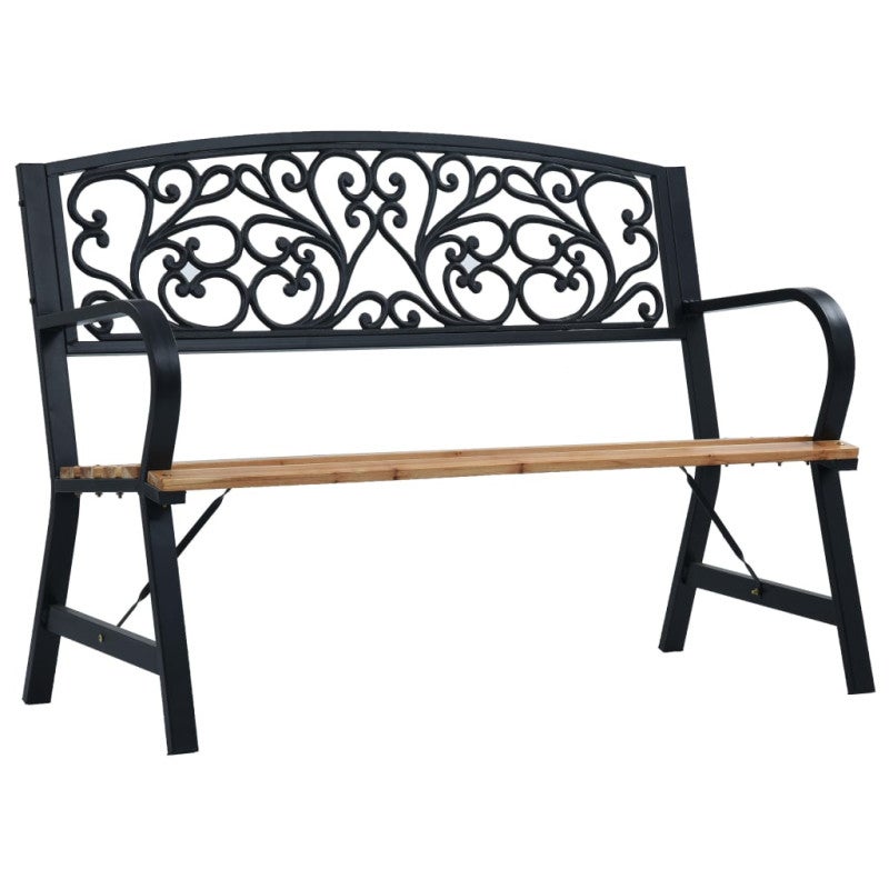 Ławka ogrodowa vidaXL 120 cm drewno metal czarna vintage odporna na warunki atmosferyczne
