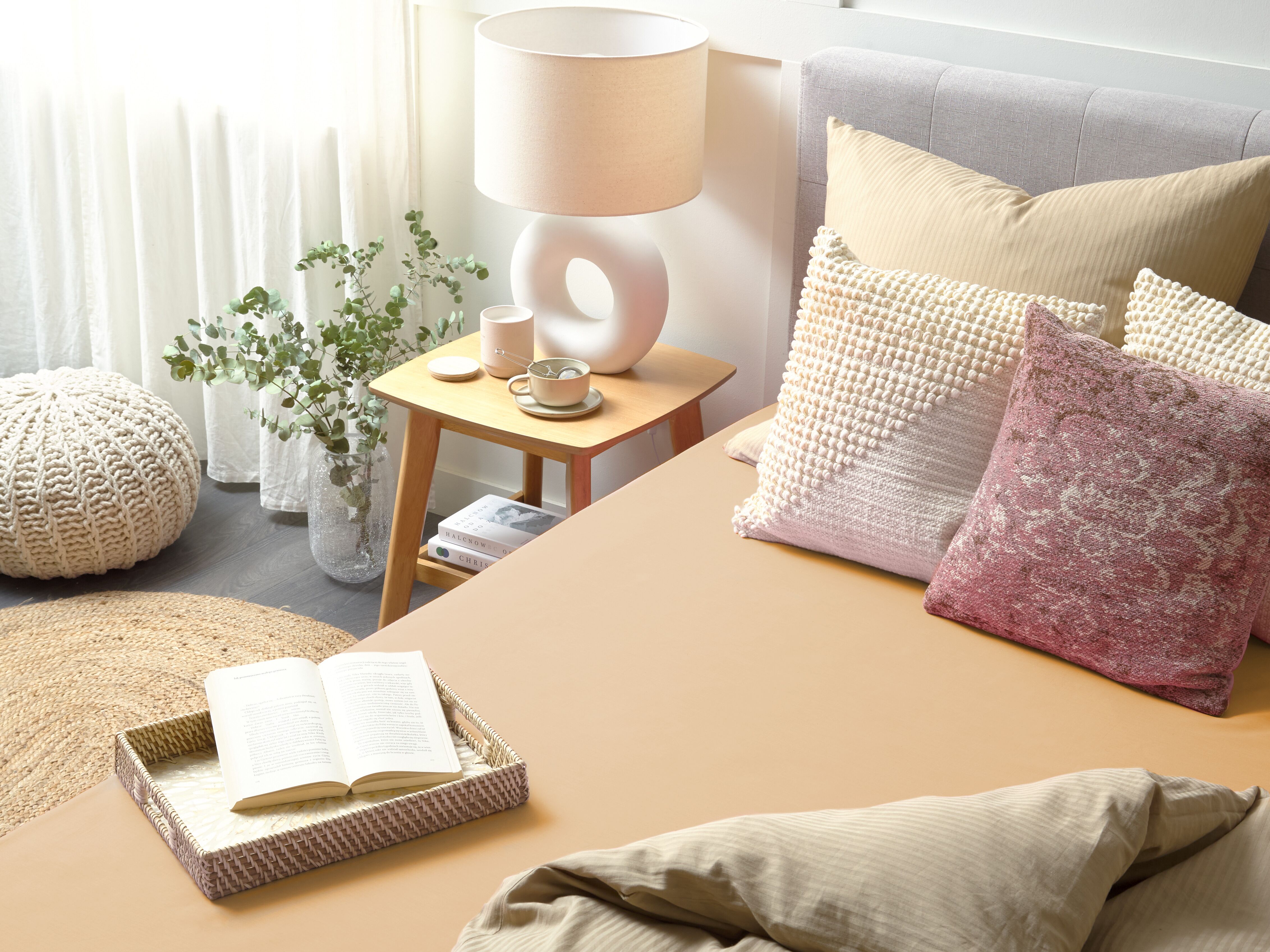Drap housse JANBU Coton 160 x 200 cm Beige sable - 4