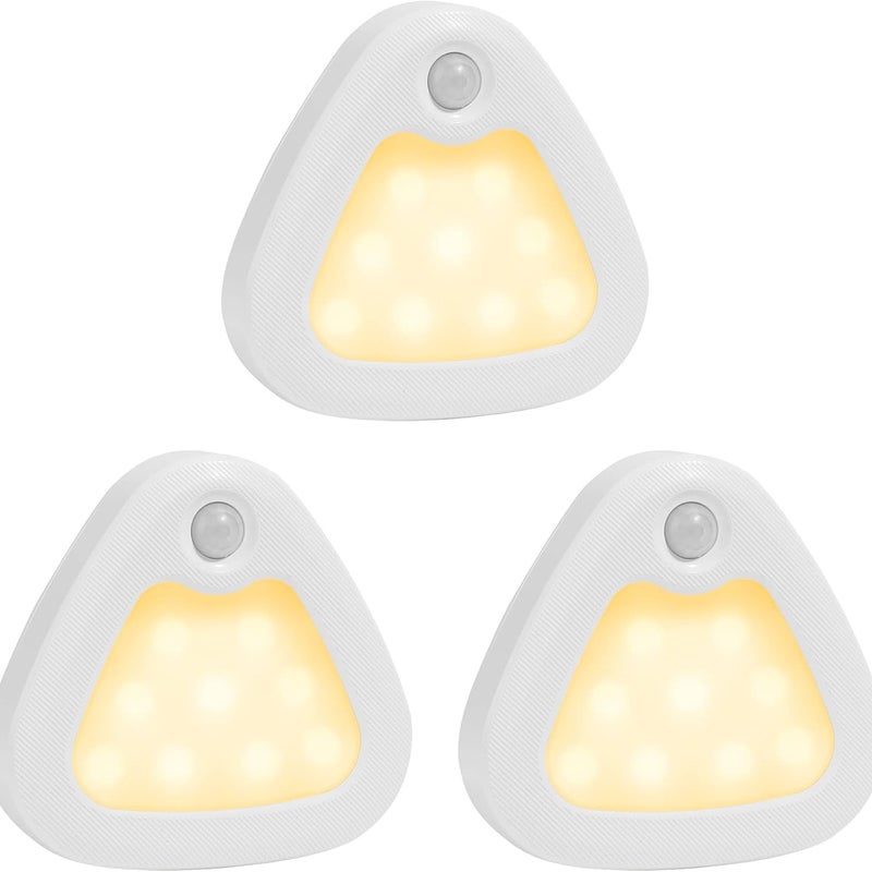 Zasilane bateryjnie lampki nocne z czujnikiem ruchu do montażu pod szafkami, 60 lm, z magnesem i klejem od spodu.