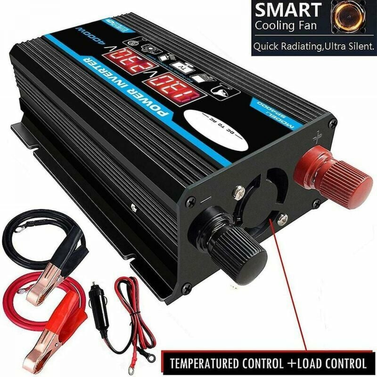Inversor de Automóvel 4000w 12v 220v LED AC Carregador Adaptador Conversor Duplo USB Transformador Correção de Onda Senoidal - 3