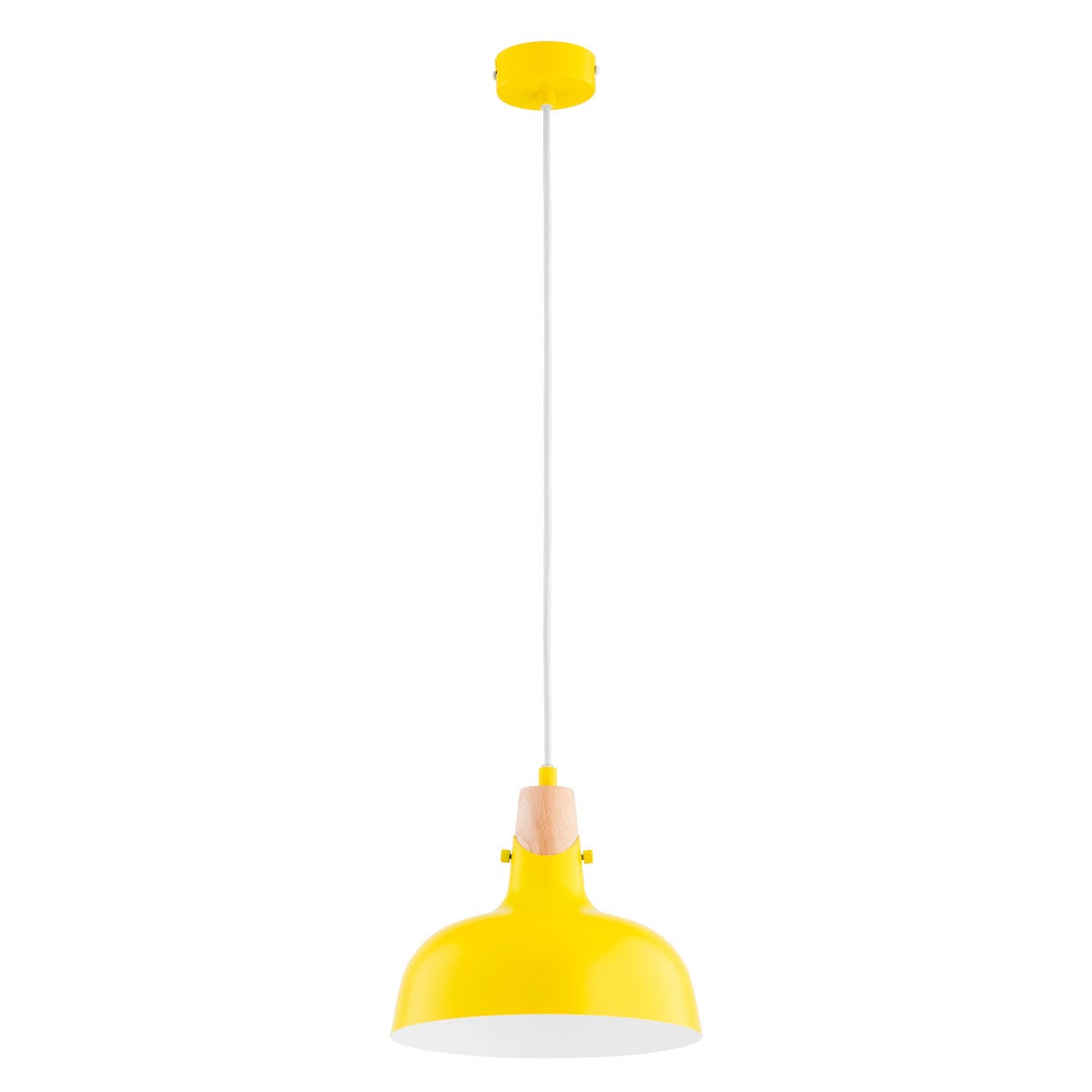 Lampa wisząca Solo żółto-jasne drewno-biała 1xE27x15W do kuchni wym: 90 x 23 x 23 cm metal Alfa