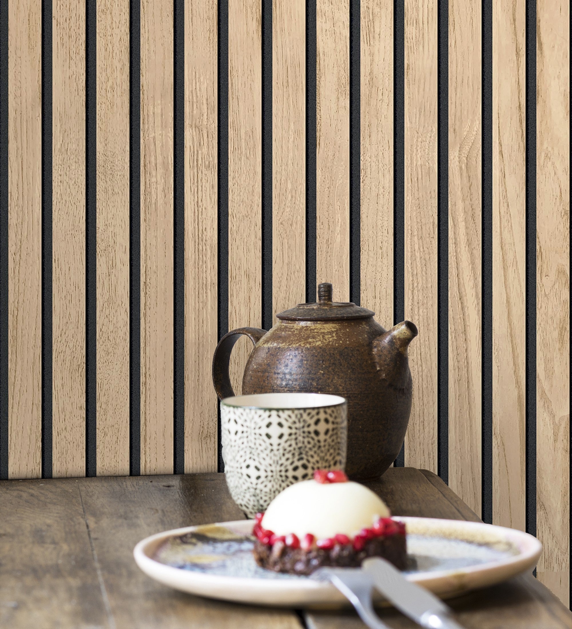 Papier peint en lattes de bois naturel imitation panneau à lames - Oak Orbit 682815 de GAULAN - Rouleaux de 10 m x 0,53 m - 3