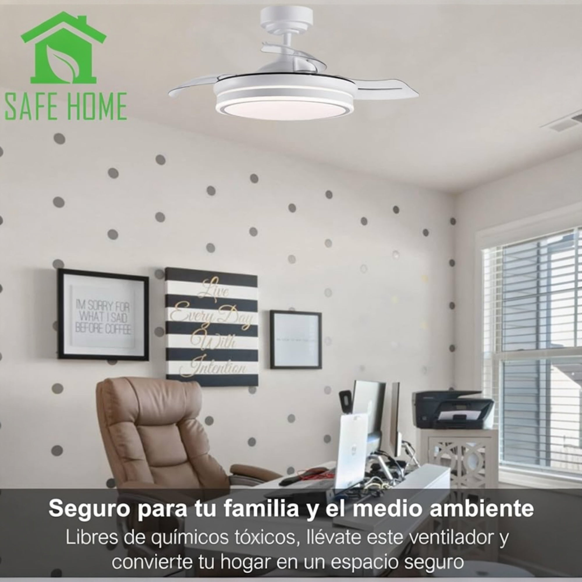 Ventilador de techo con luz LED 36W Blanco en 3 Temperaturas de Luz con Mando a Distancia -Motor DC Eficiente y Silencioso, 3 tonalidades, aspas despl - 11